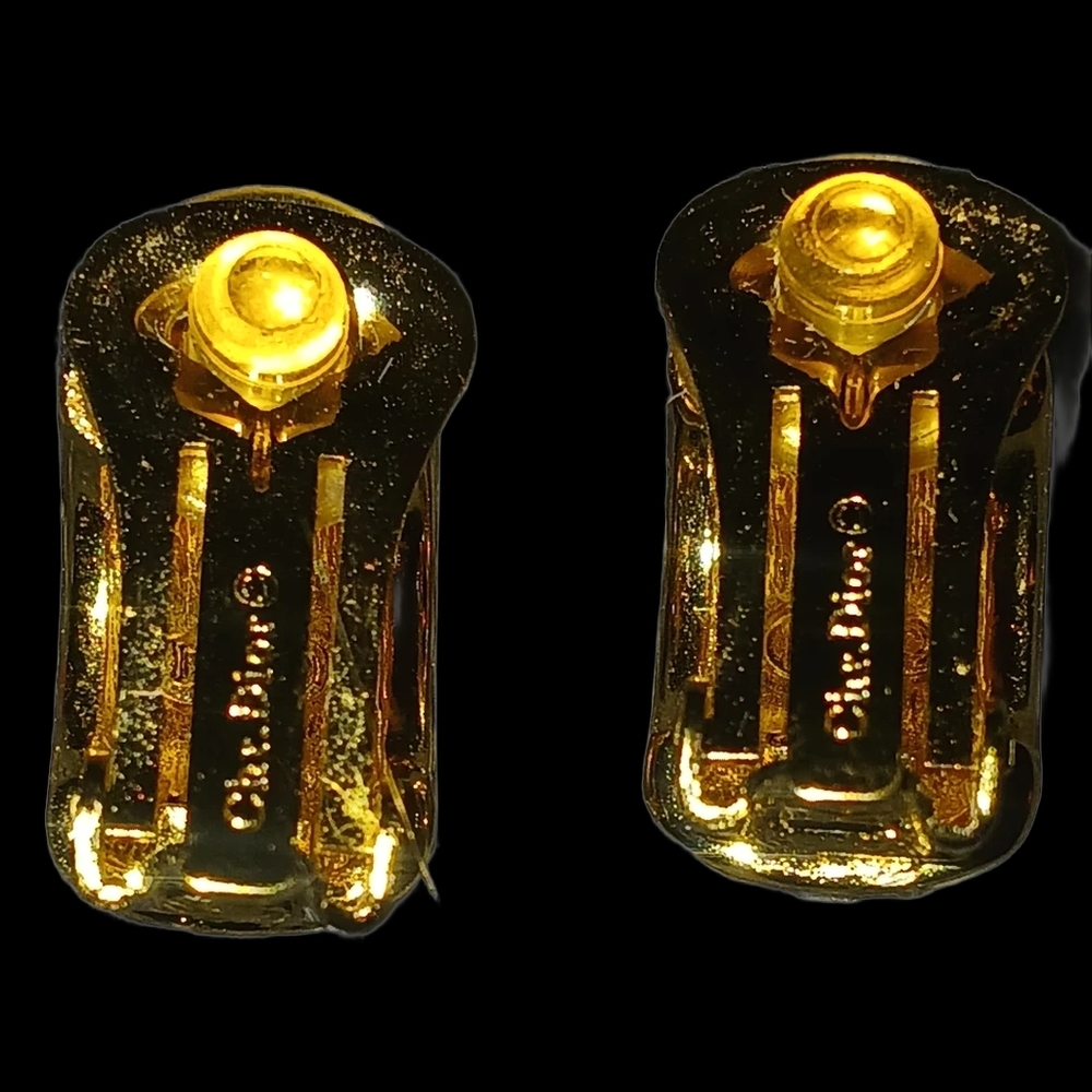 NWOT Vintage Christian Dior Clip On Gold-Tone And Crystal Earrings - Picture 5 of 5